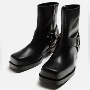 Zara | Shoes | Zara Leather Harness Boots Black Nwt | Poshmark display picture 1